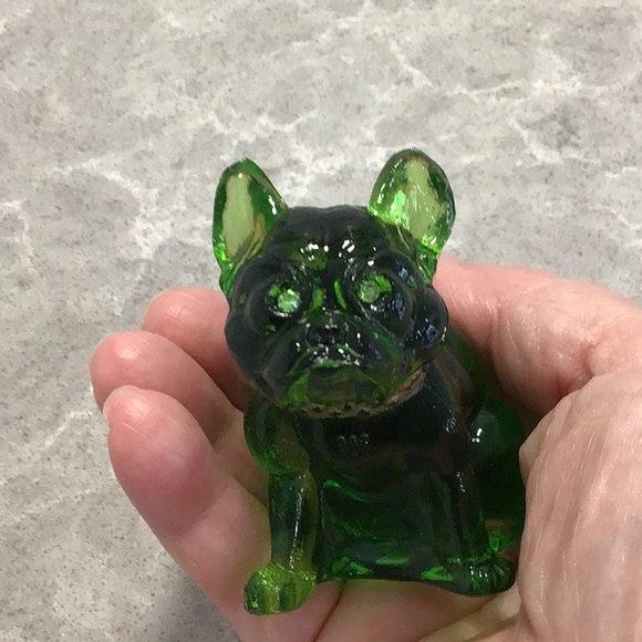 Vtg Westmoreland 2.5” Glass Bulldog Figurine Rhinestone Eyes - Picture 5 of 7